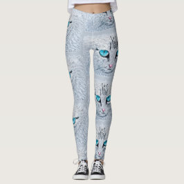 Blåögd Fluffig Katt Leggings