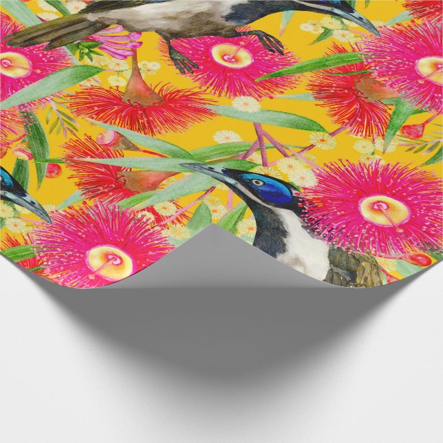 Blåögd honeyeater Mönster Presentpapper (Hörn)