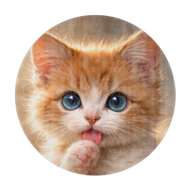 Blåögd kattunge slickar tass (Framsidan)
