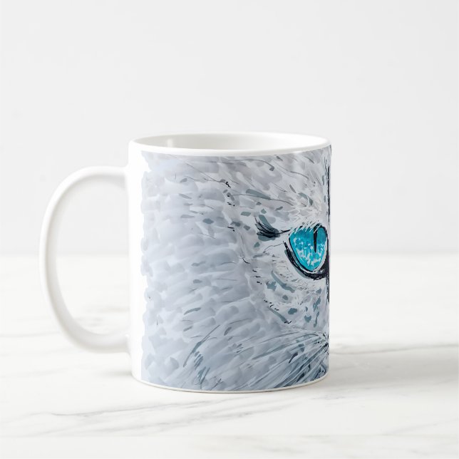 Blåögd Luddig Katt Kaffemugg (Vänster)