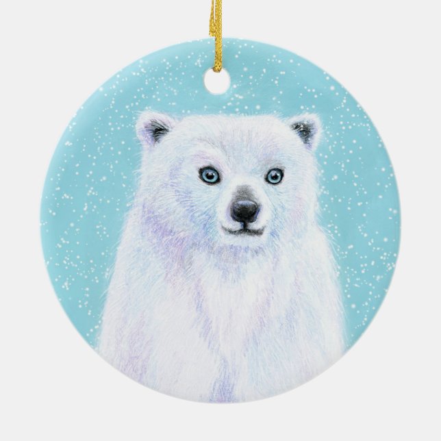 Blåögd Polar Bear Snö ornament (Baksidan)