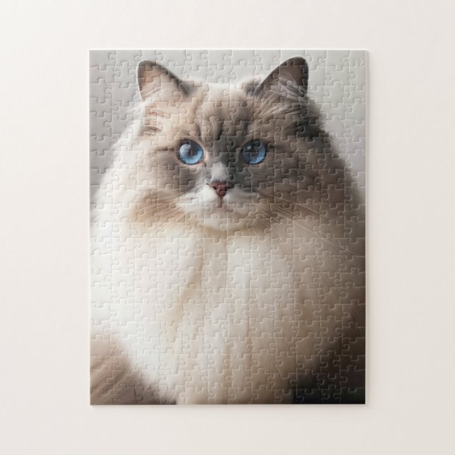 Blåögd Ragdoll Katt | Fluffig Lyx Pussel (Vertikal)