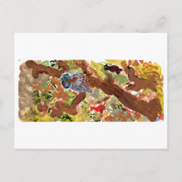 Blåögd uggla i ett vykort för träd