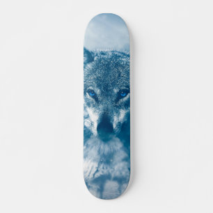 Blåögd varg mini skateboard bräda 18,5 cm