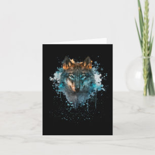 Blåögd Varg Splatter Art Kort
