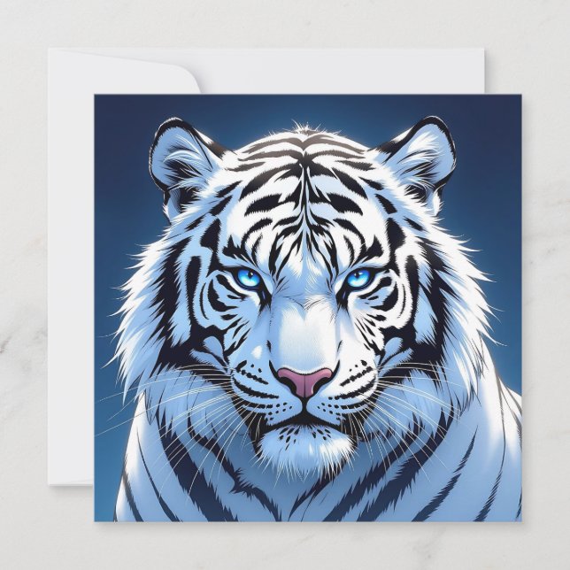 Blåögd Vit Tiger   Kort (Framsida)