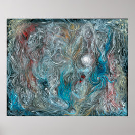 Blåolja av abstrakt på linen av Toby Mikle 2015 Poster