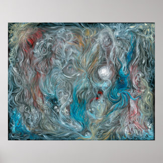 Blåolja av abstrakt på linen av Toby Mikle 2015 Poster