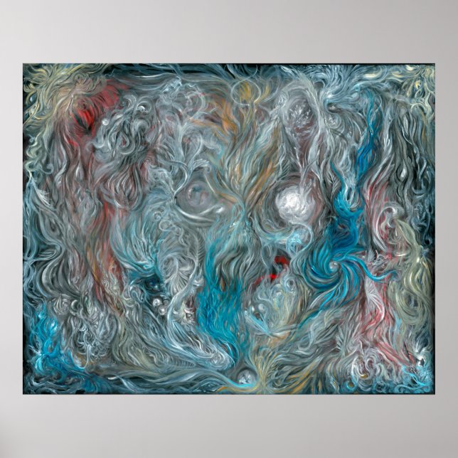 Blåolja av abstrakt på linen av Toby Mikle 2015 Poster (Framsidan)