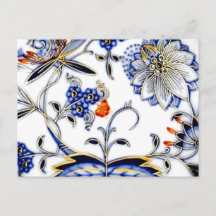 Blåoljans Vintage China Mönster Vykort