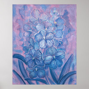 Blåorkidkontrollerad Vanda Garden Flowers Botanic Poster