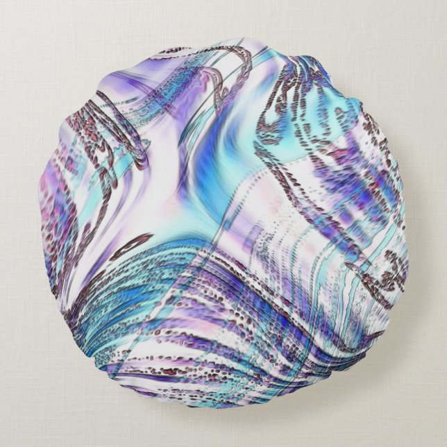 Blåostrummet teckning, genomkorsat och tvinnat rund kudde (Baksidan)