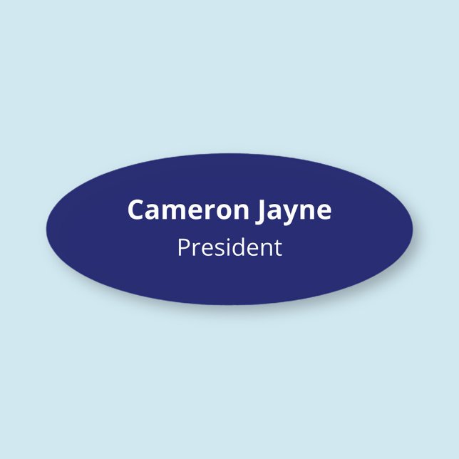 Blåovalsform Namn bricka Pin eller Magnetiskt Namnbricka (MISOOK Navy Blue Oval Name Tag)