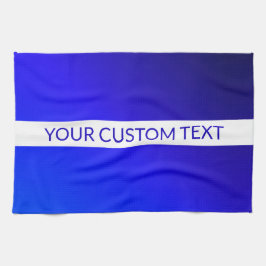 Blåövertoning och redigerbar text på vit Rand Kökshandduk