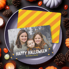 Blåövertoningsfoto Candy corn Happy halloween Kort