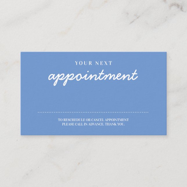 Blåpåminnelse om modern handskriven Snyggt Tidsbeställning Kort (Framsida)