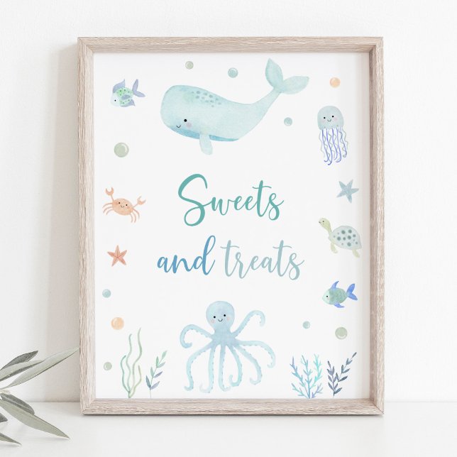 Blåpastel under Sea Birthday Treats Sign Poster (Skapare uppladdad)