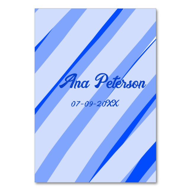 Blåpastelllägg lägg till namn datum boho retro lin bordsnummer (Framsidan)