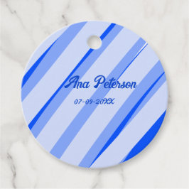 Blåpastelllägg lägg till namn datum boho retro lin gåvor etiketter