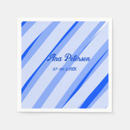 Blåpastelllägg lägg till namn datum boho retro lin pappersservett