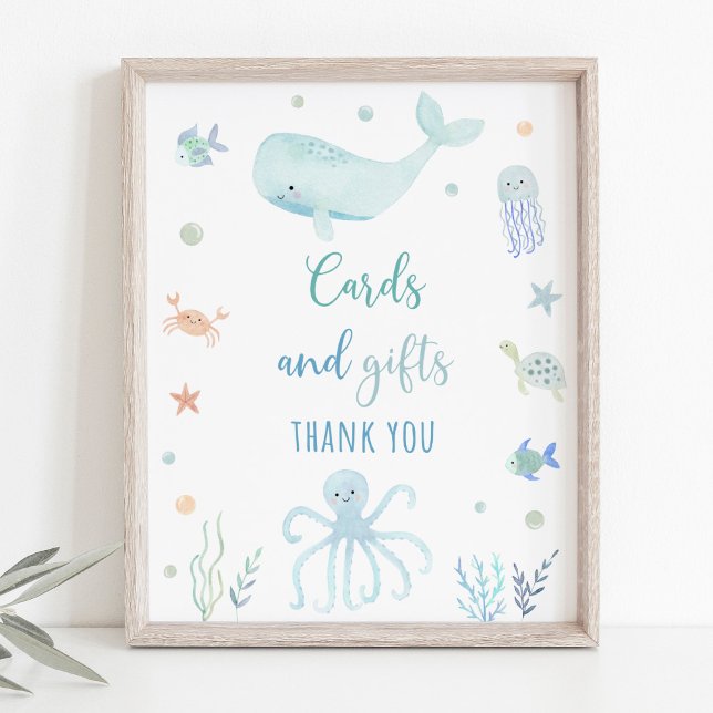 Blåpastellskylt under Sea Birthday Gifts Sign Poster (Skapare uppladdad)