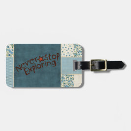 Blåpatchwork-resggage-tagg Bagagebricka