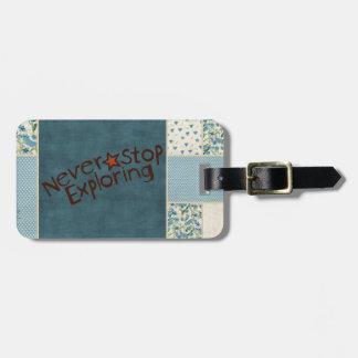 Blåpatchwork-resggage-tagg Bagagebricka