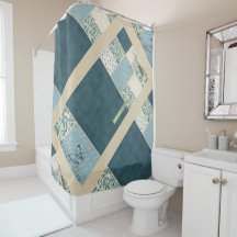 Blåpatchwork Shower Curtain