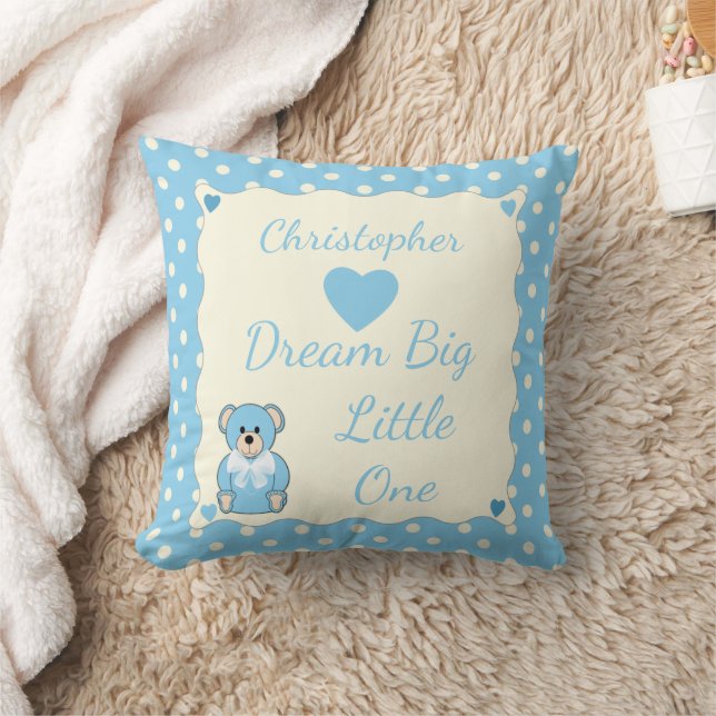 BlåPersonlig baby namn Nalle Kudde (Filt)