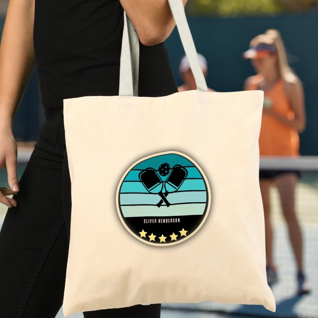 Blåpettblåssäck Tygkasse (Blue Pickleball Paddle Tote Bag)