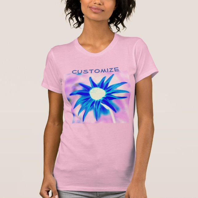 Blåpetter på rosans utformning t shirt (Framsida)