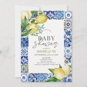 Blåplattan Citrus Lemon Baby Shower Inbjudningar