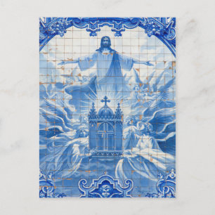 Blåplattmosaik av jesus, Portugal Vykort
