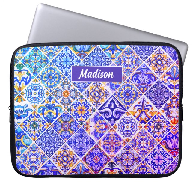 Blåplattor av mexikansk siciliansk lila vid Medelh Laptop Fodral (Framsidan)
