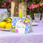 Blåplattor, citron bougainvillea Amalfi Positano Tack Kort<br><div class="desc">Blå plattor bougainvillea och citron Amalfi Positano Italiana Mediterranean stil möhippa tack vare kortmallen.</div>