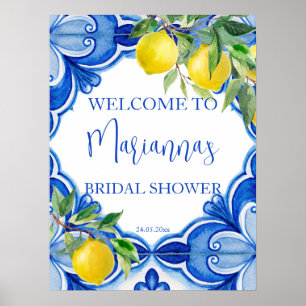 Blåplattor citron som är mer möhippa välkomna poster