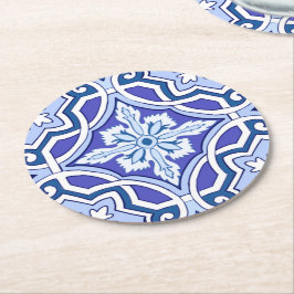 Blåplattor,Medelhavsbrickor,majolica Underlägg Papper Rund