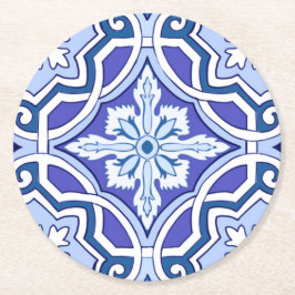 Blåplattor,Medelhavsbrickor,majolica Underlägg Papper Rund