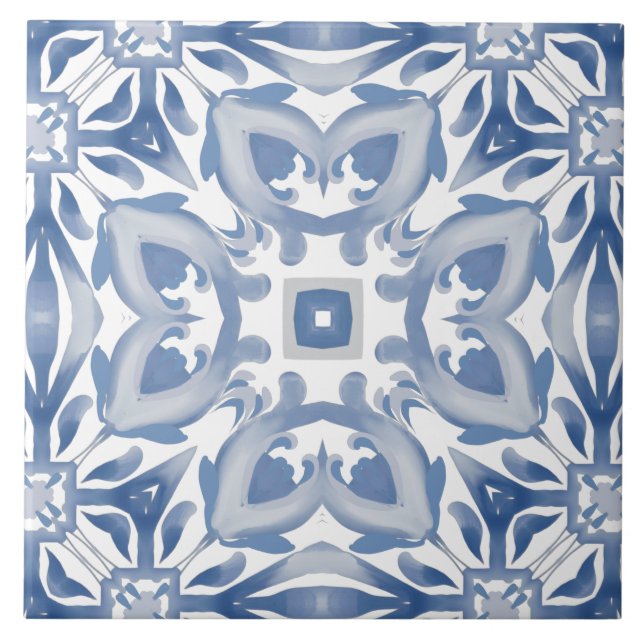 Blåplattor, mosaik, majolica kakelplatta (Framsidan)