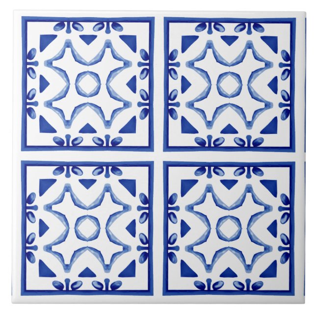 Blåplattor, mosaik, majolica kakelplatta (Framsidan)