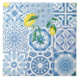 Blåplattor, mosaik, majolica kakelplatta