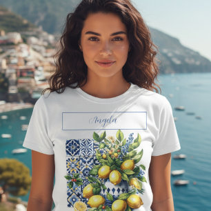 Blåplattor och citroner ditt namn t shirt