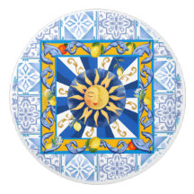 Blåplattor,Sicilianska sol,mosaik,majolica,citron,
