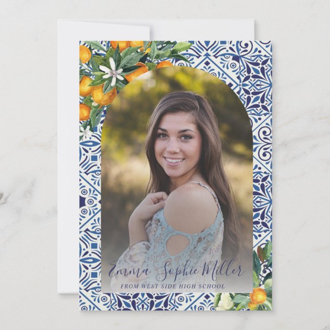 Blåplattor Studenten-meddelande Inbjudningar (Baksida)