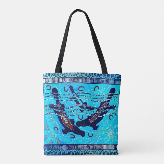 Blåplatypus Aboriginal Tote Bag Tygkasse (Baksida)