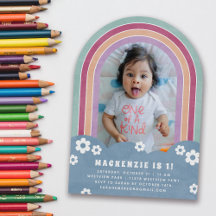 Blåplommonbordsinbjudan för Blommigt av regnbåge,