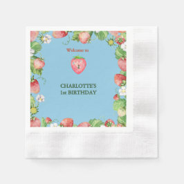 Blåpojkar bär på söt första födelsedag pappersservett