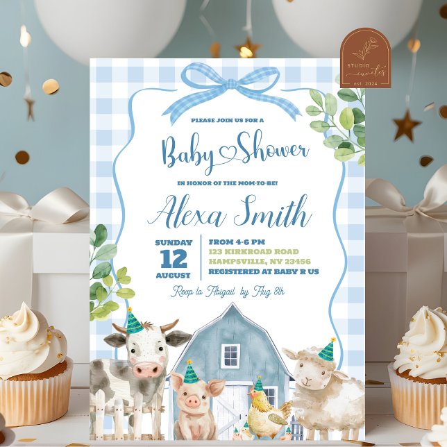 Blåpojken Farm Baby Shower-inbjudan Inbjudningar (Skapare uppladdad)