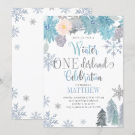 Blåpojken Winter ONEderland Birthday bjudande Inbjudningar