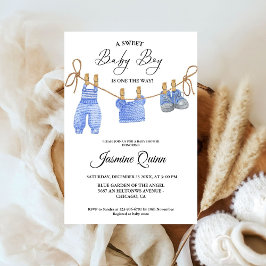 Blåpojkens Bohemian Clothes Baby Shower-inbjudan Inbjudningar